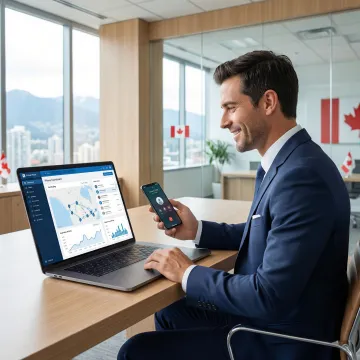 Professional using Canadian virtual phone number for business