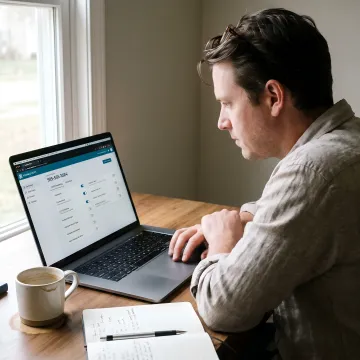 Business owner using Raleigh virtual phone number dashboard