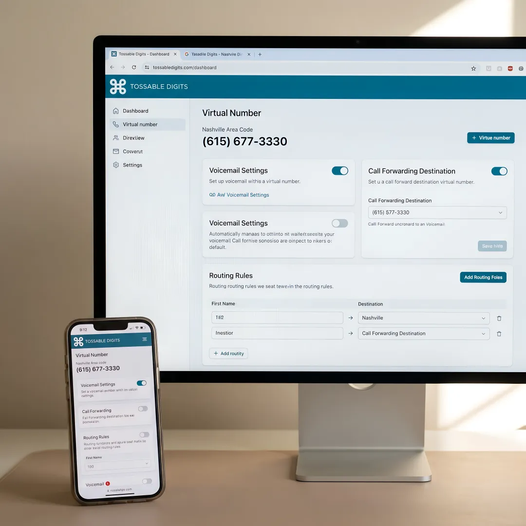 Virtual phone number dashboard for a Nashville business