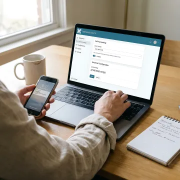 Business owner managing a Dallas virtual phone number