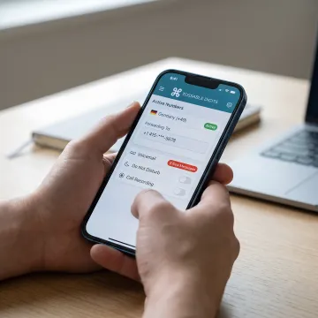 Germany virtual phone number activated on a smartphone with call forwarding enabled