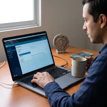 Step-by-step setup of a Mexico virtual phone number on a laptop screen