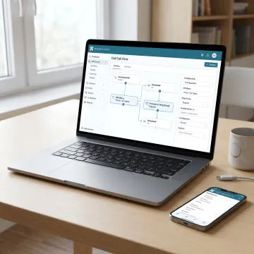 Business phone system dashboard showing call routing and IVR setup