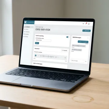 Modern dashboard interface showing Miami virtual phone number features and call management