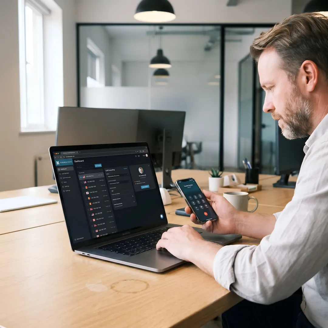 Professional using Canadian virtual phone number for business
