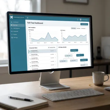 Business dashboard showing toll-free call analytics and features