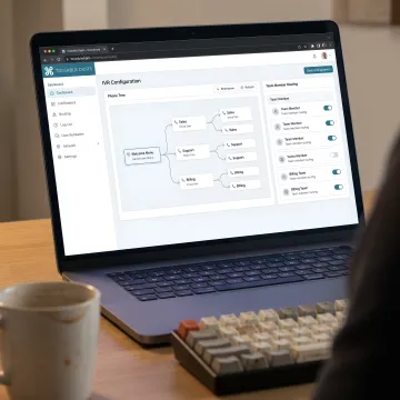 Dashboard showing virtual phone system setup process with multiple extensions