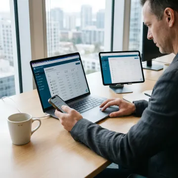 Business professional using California virtual phone number on multiple devices