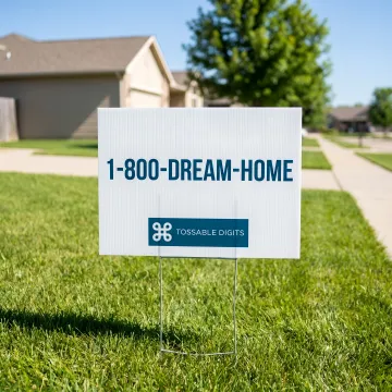 Real estate for sale sign with memorable vanity phone number