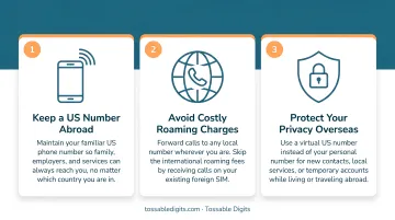 Three core reasons expats need US phone number abroad infographic