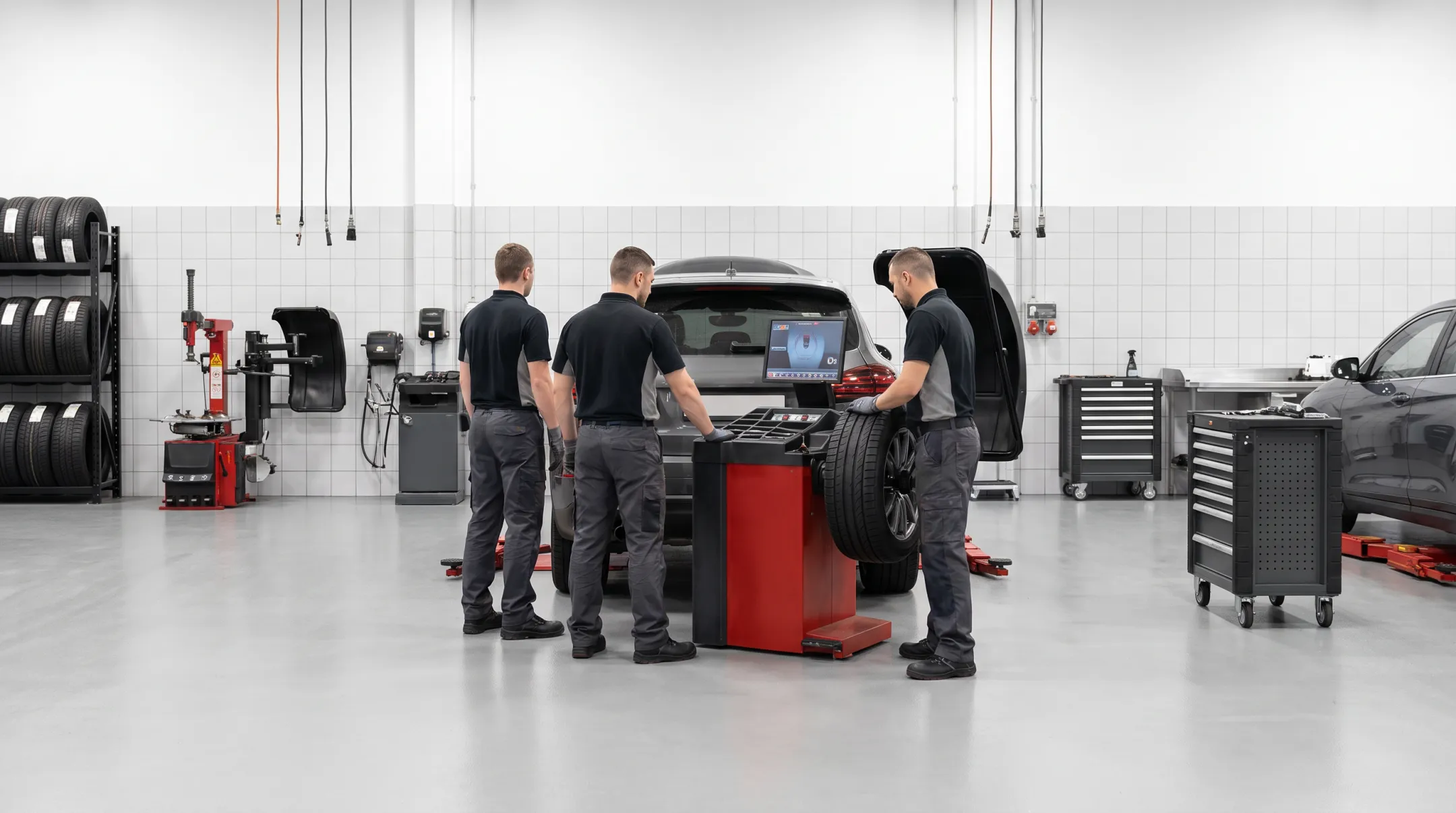 Toyota dealership service team providing integrated tire maintenance support