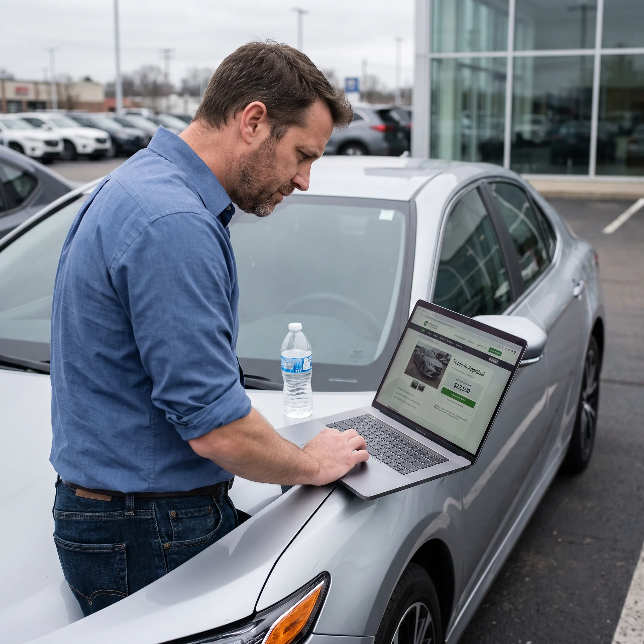 Vehicle owner reviewing an online trade-in offer