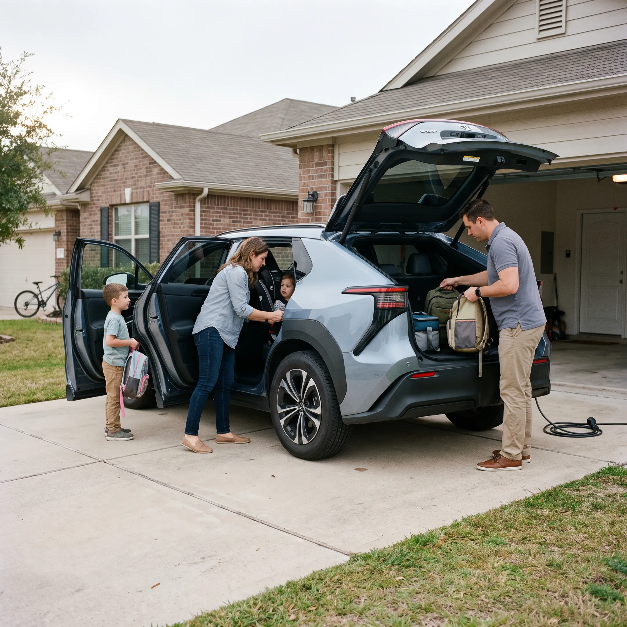 Toyota electric vehicle used for family transportation