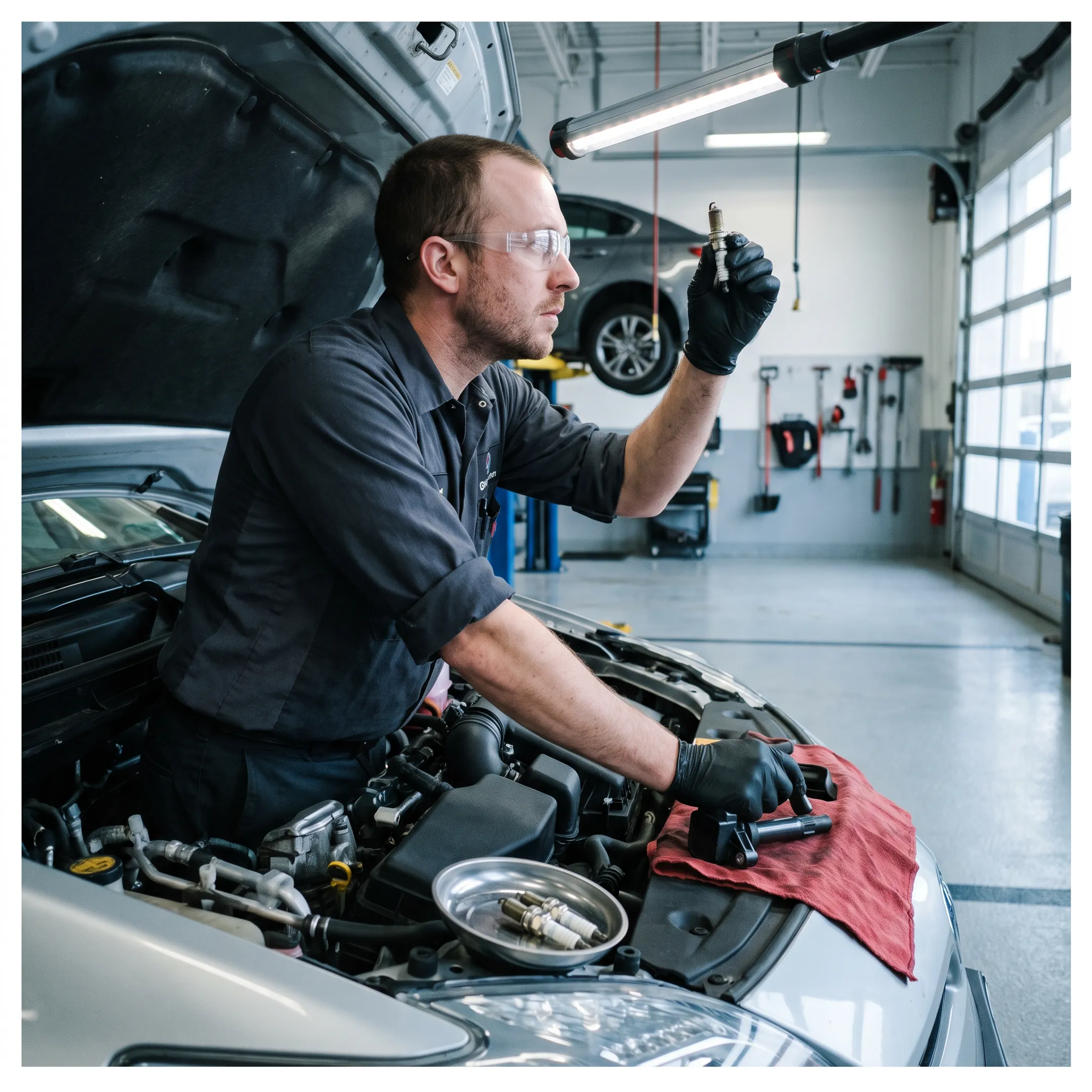 Automotive technician inspecting Toyota ignition components