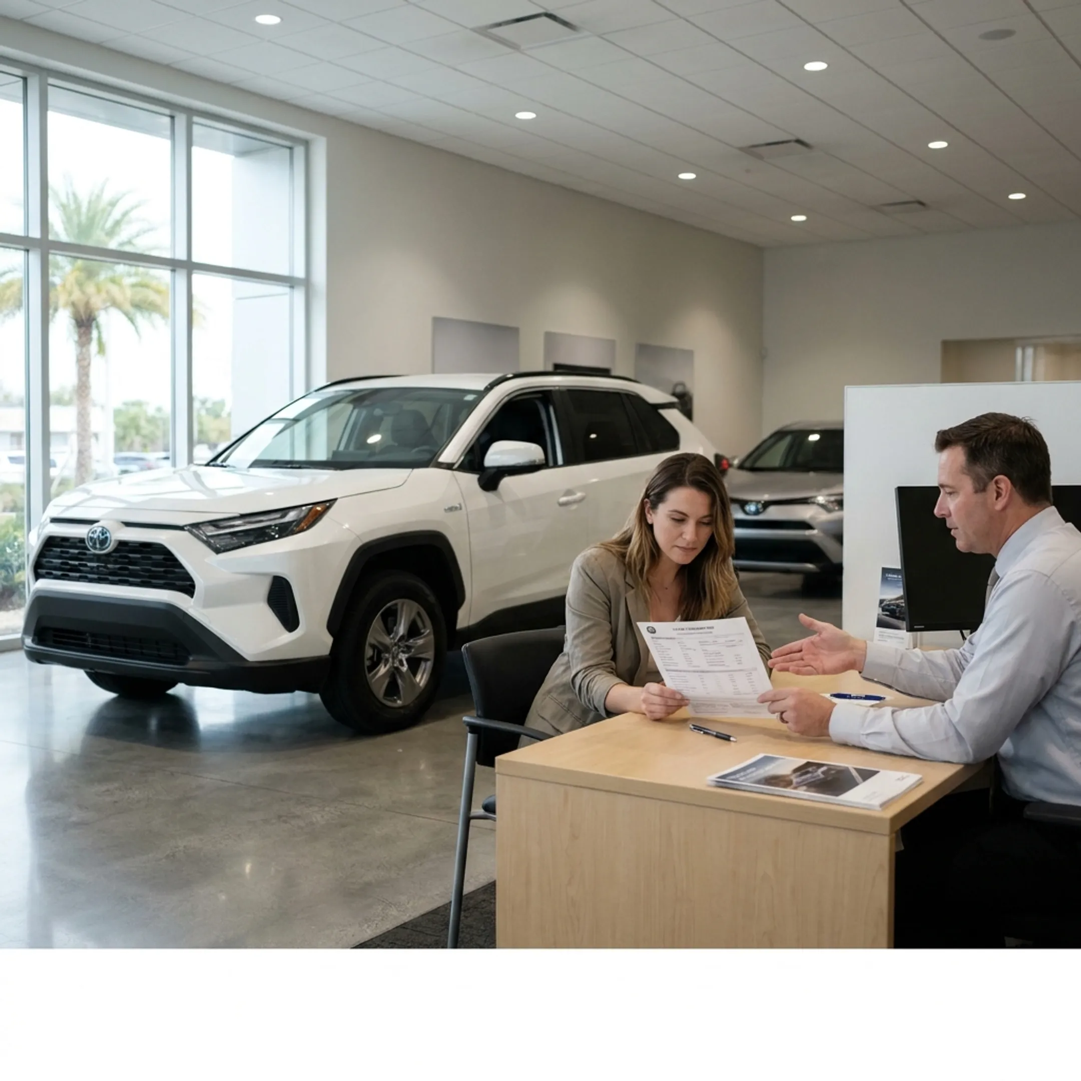 New Toyota vehicle prepared for a customer leasing appointment