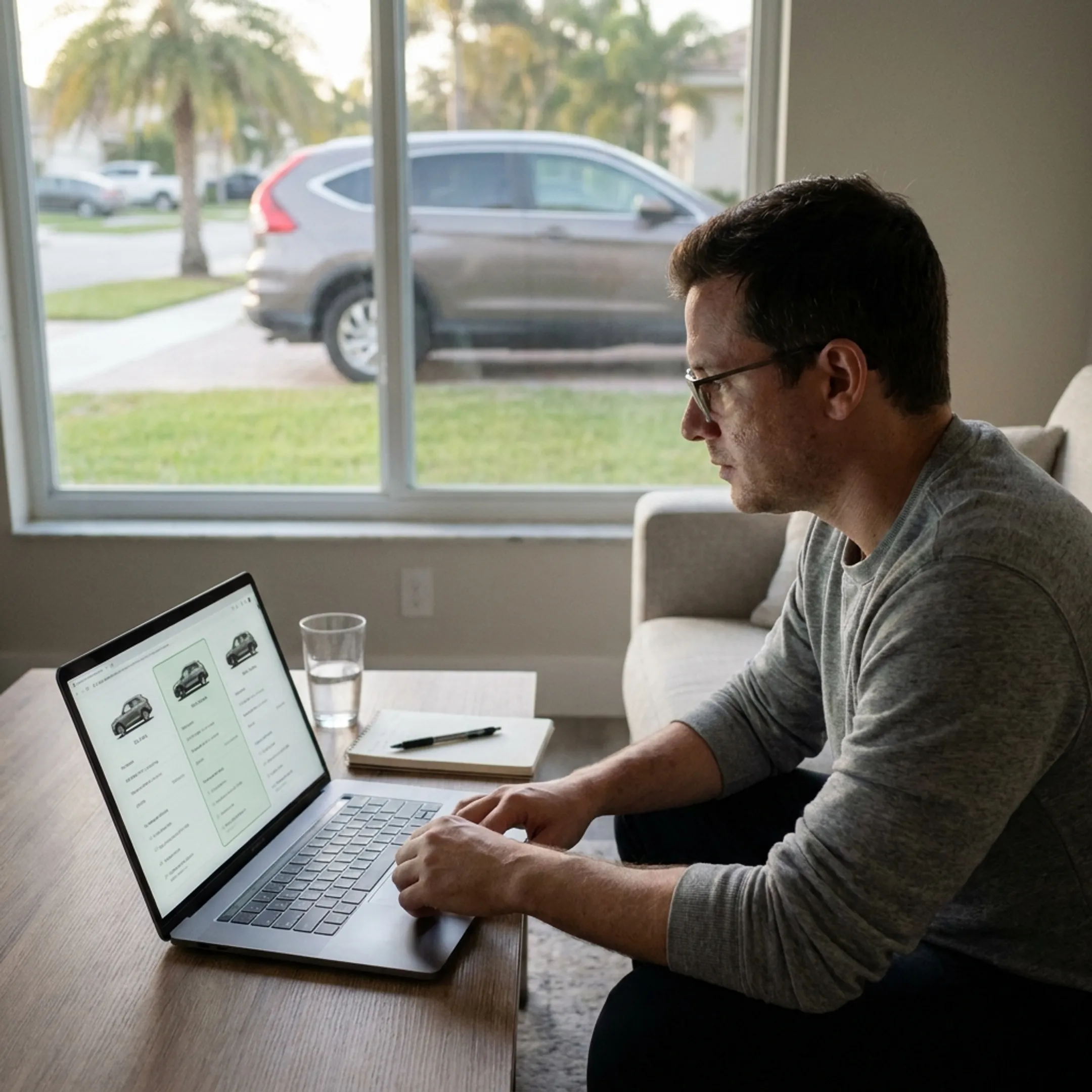 Customer reviewing a Toyota purchase online at home