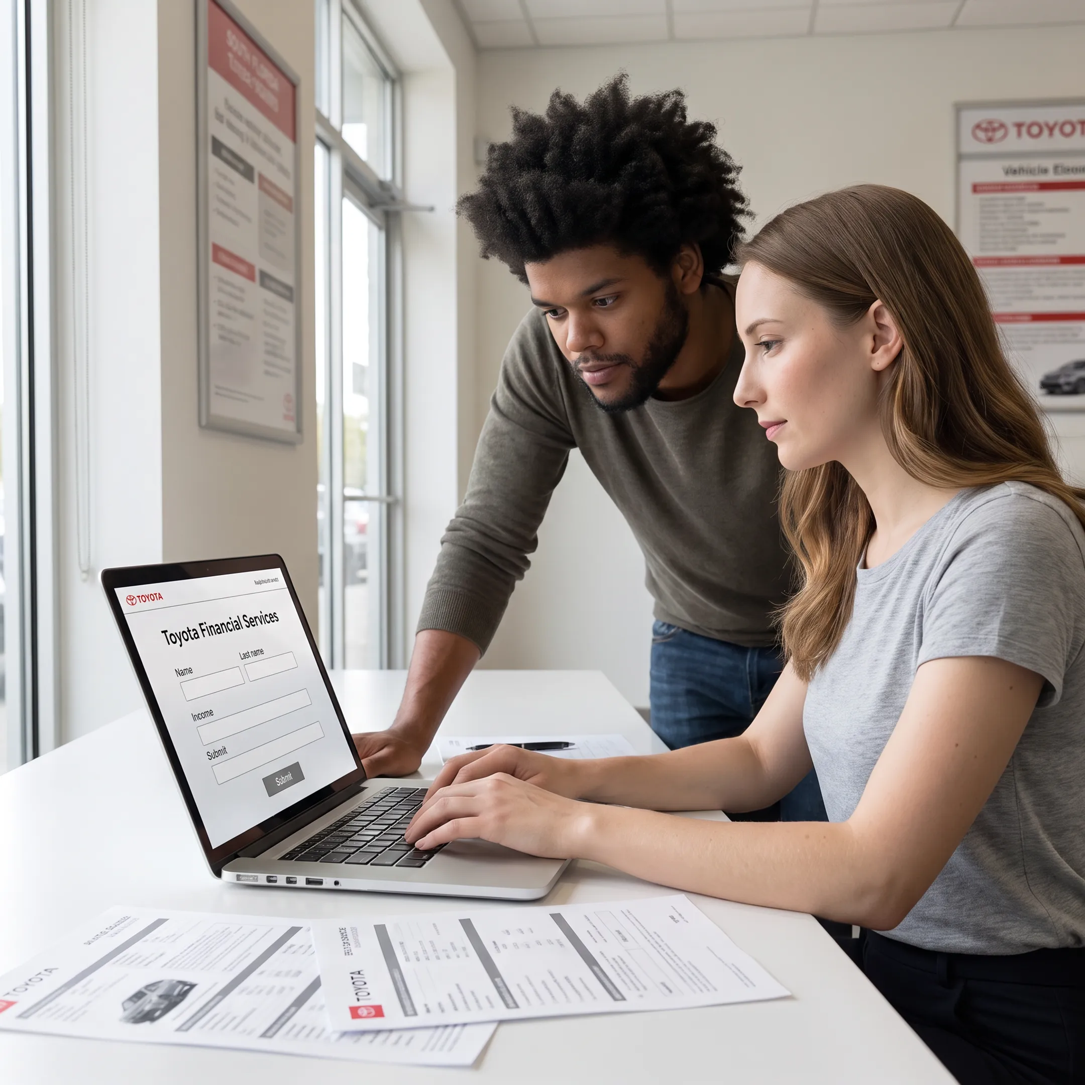 Customer completing a Toyota auto finance application online