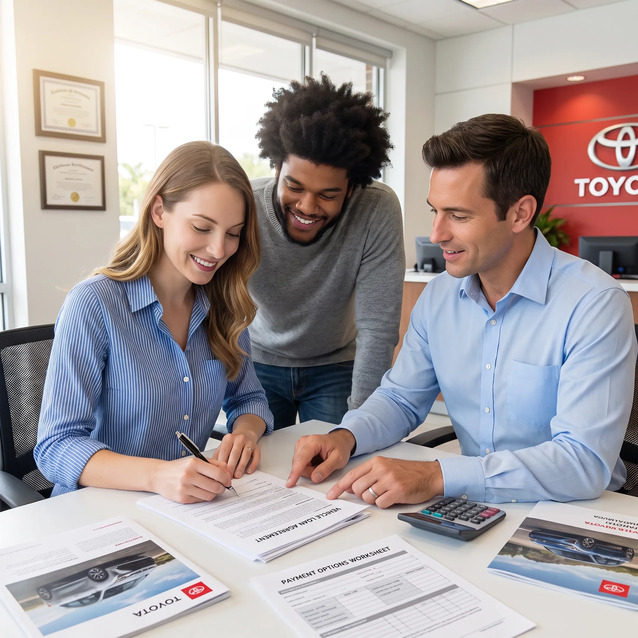Finance advisor explaining business vehicle loan options to a customer