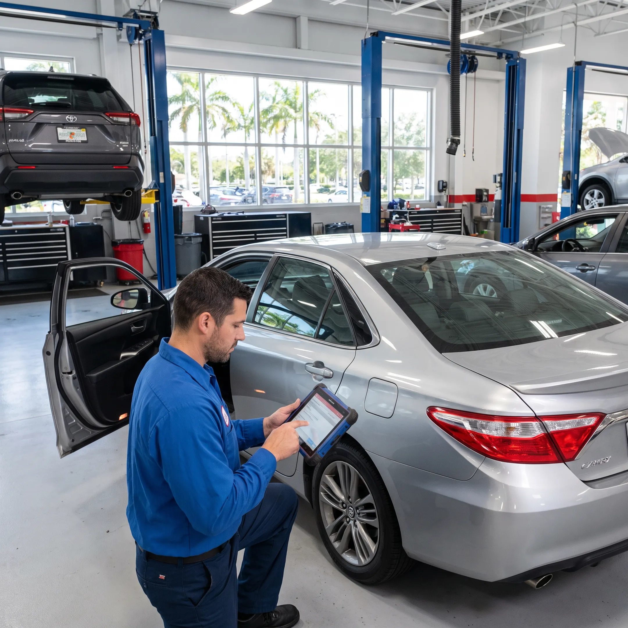 Toyota technician performing certified maintenance