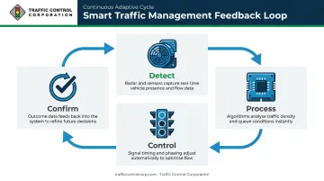 4-stage smart traffic management closed-loop feedback cycle process flow