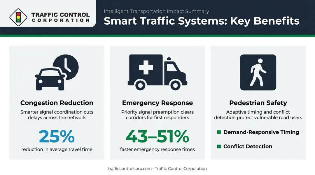 Smart traffic system benefits comparison across congestion safety and planning outcomes