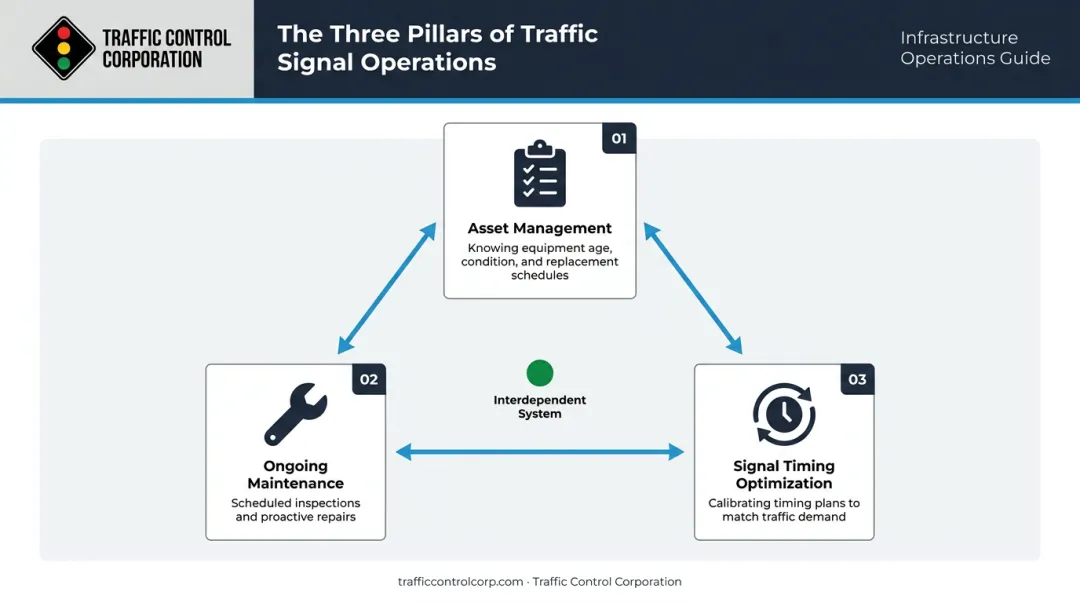 Three core pillars of traffic signal operations asset management timing and maintenance