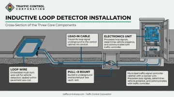 Cross-section diagram of inductive loop detector three core components