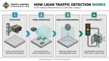 Four-stage LiDAR traffic detection process from initiation to controller output