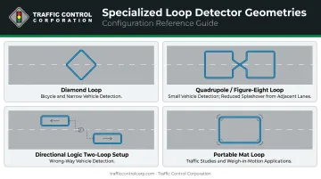 Four specialized inductive loop geometry configurations and their traffic detection use cases