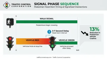 Leading pedestrian interval timing sequence showing 3 to 7 second head start