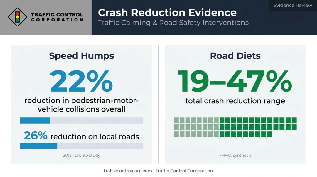 Traffic calming crash reduction statistics speed humps versus road diets comparison