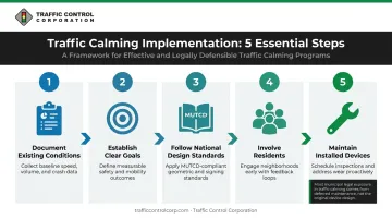 Five-step traffic calming implementation process from documentation to device maintenance