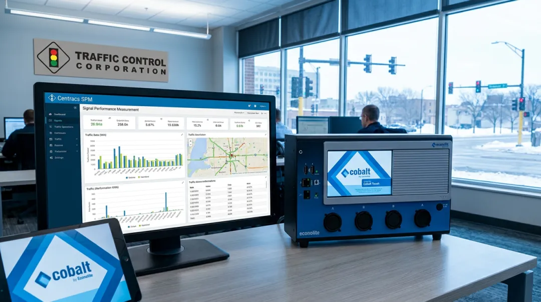 Econolite Cobalt controller and Centracs SPM platform interface for Midwest agencies