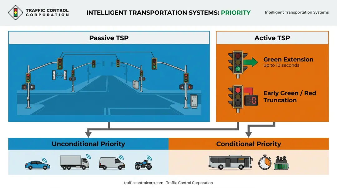 Active versus passive transit signal priority treatments and triggering models comparison chart