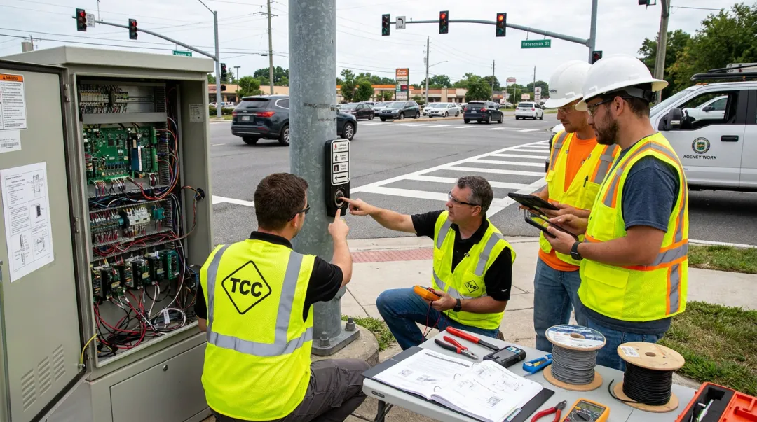 TCC field technician supporting agency staff with traffic signal equipment specification