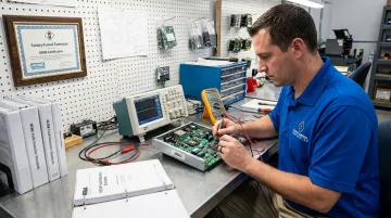TCC certified technician testing and certifying an MMU conflict monitor unit
