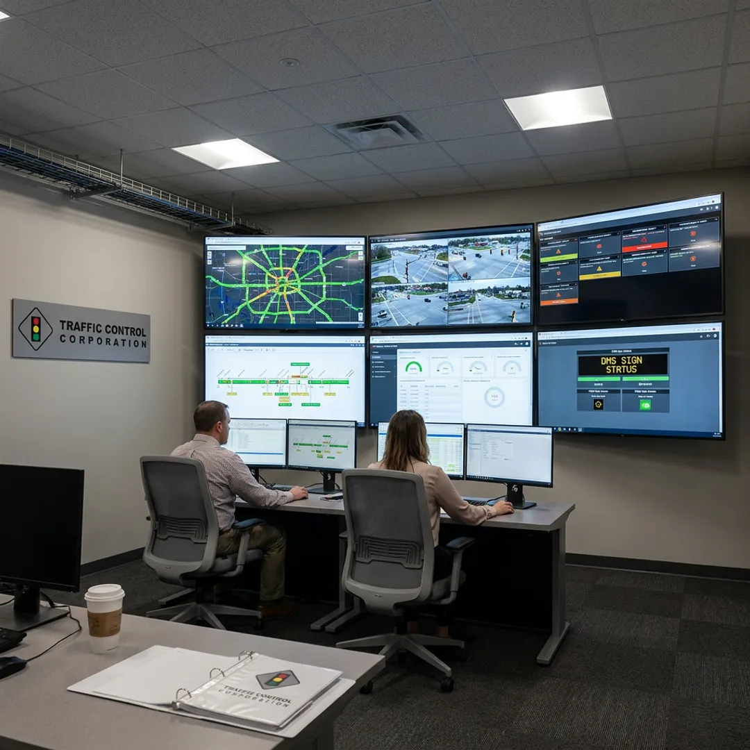Traffic operations center monitoring live roadway data