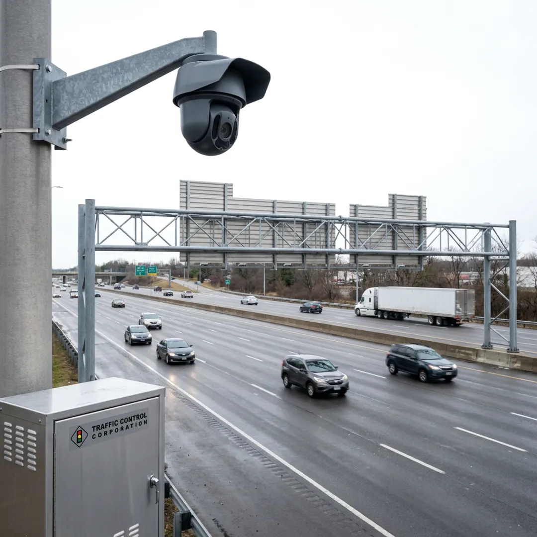 PTZ camera monitoring highway traffic