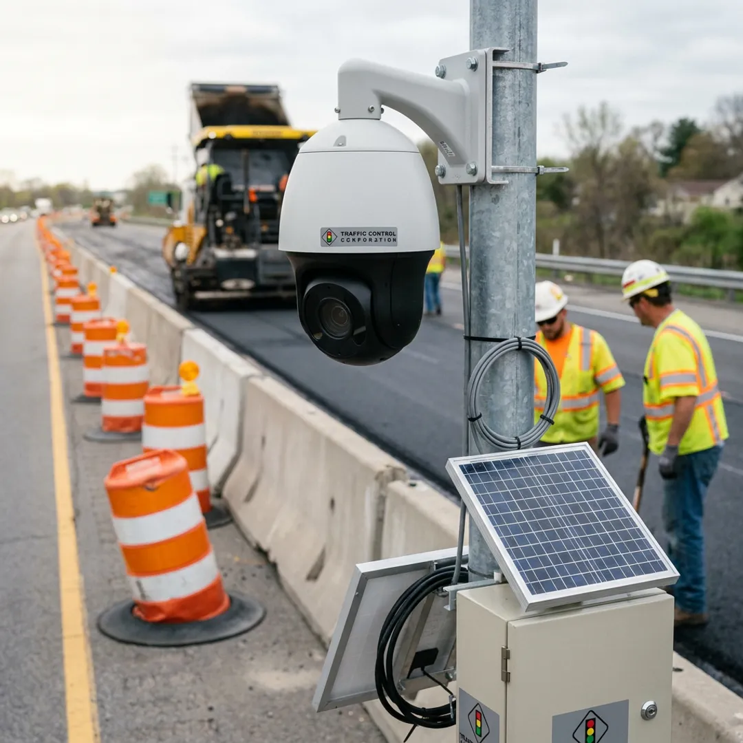PTZ camera monitoring construction zone