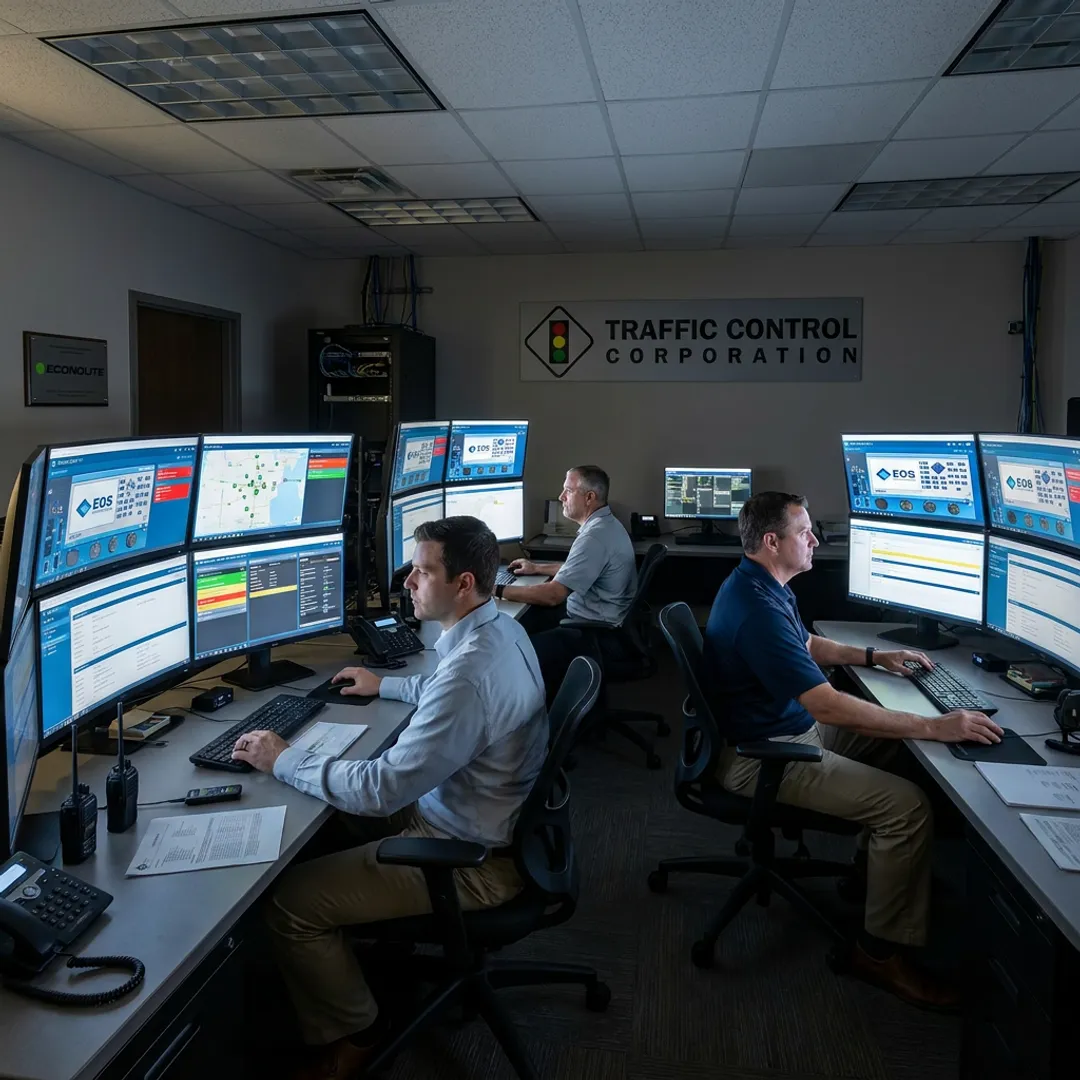 Traffic operations staff reviewing ATMS dashboard