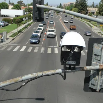 Roadside speed monitoring device on an urban roadway