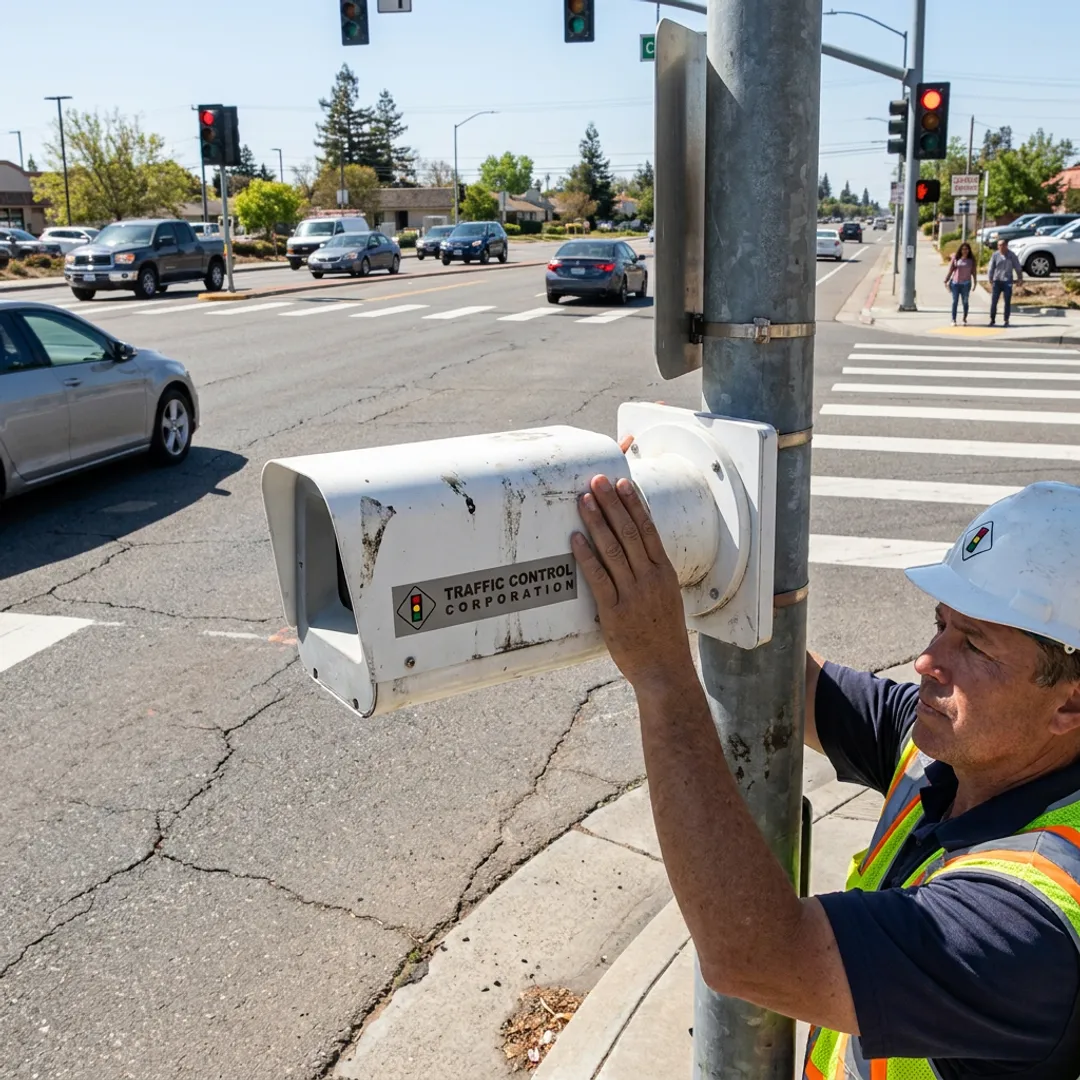 Radar unit mounted on traffic pole