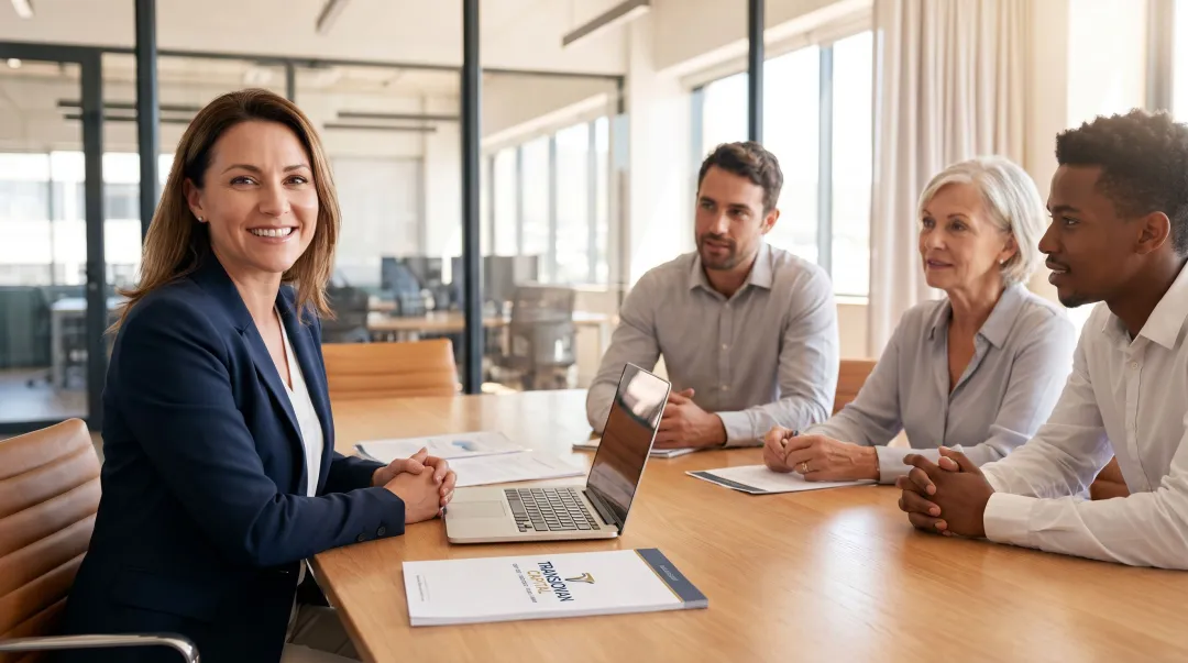 HR leader conducting structured talent retention meeting with key employees post-merger