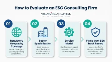 Four ESG consulting firm evaluation criteria for enterprise corporate leaders selecting advisors