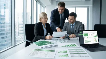 Big Four consulting firm ESG audit team reviewing sustainability disclosure reports together