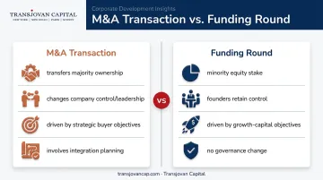 EV M&A versus funding round key differences comparison chart