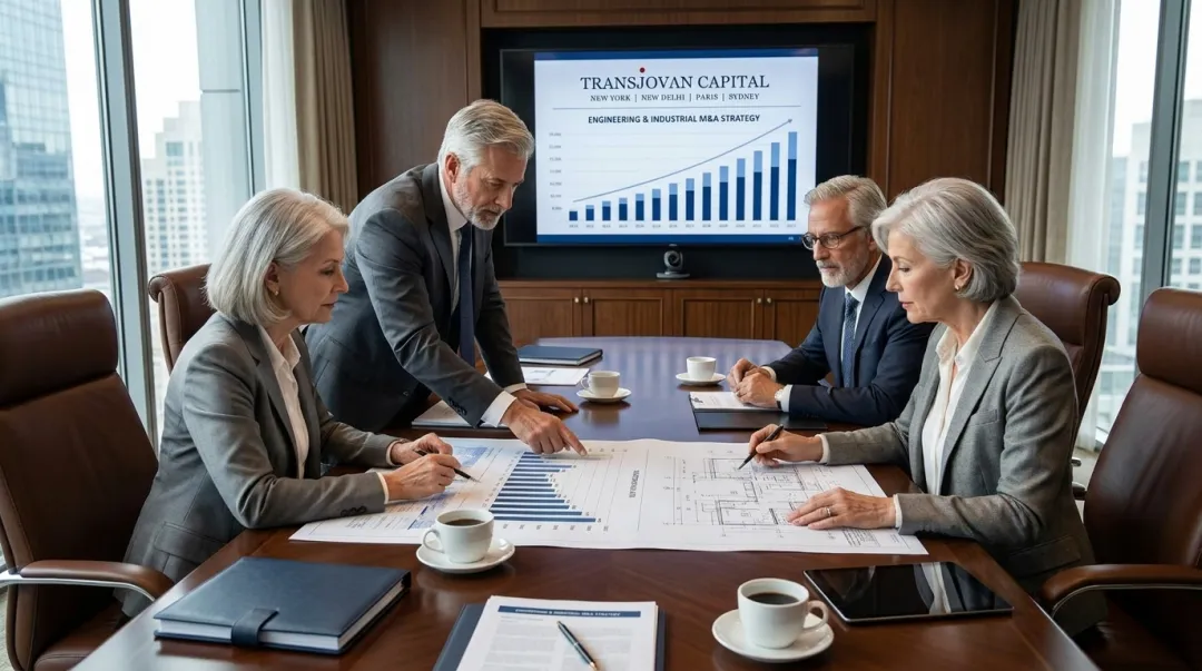 Transjovan Capital senior partners leading a partner-led M&A advisory meeting