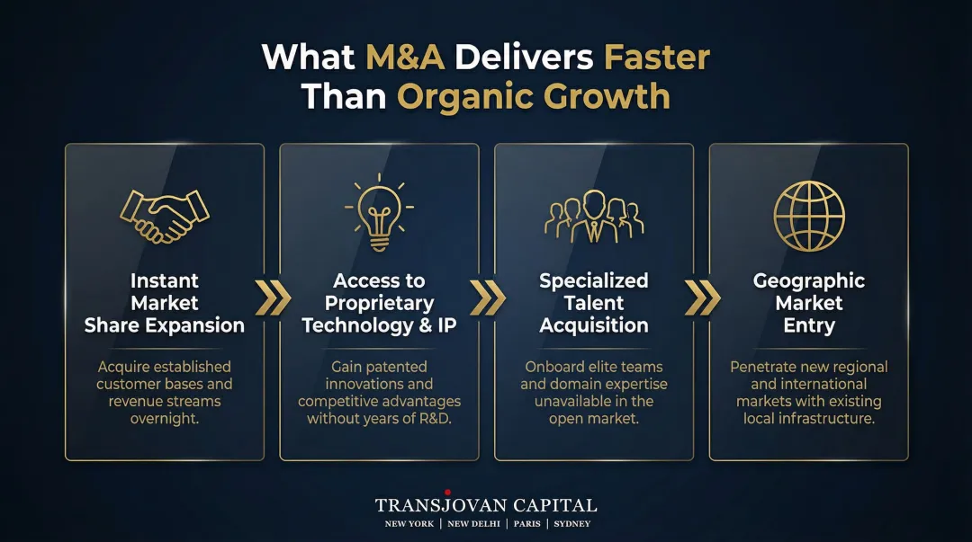 4 M&A growth outcomes faster than organic growth infographic