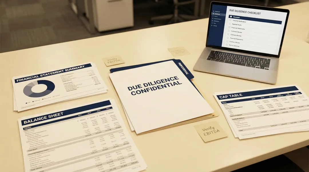 Financial due diligence review of balance sheet statements and asset valuation documents