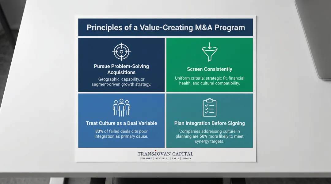 Four key principles of a disciplined M&A growth strategy that creates value not destroys it